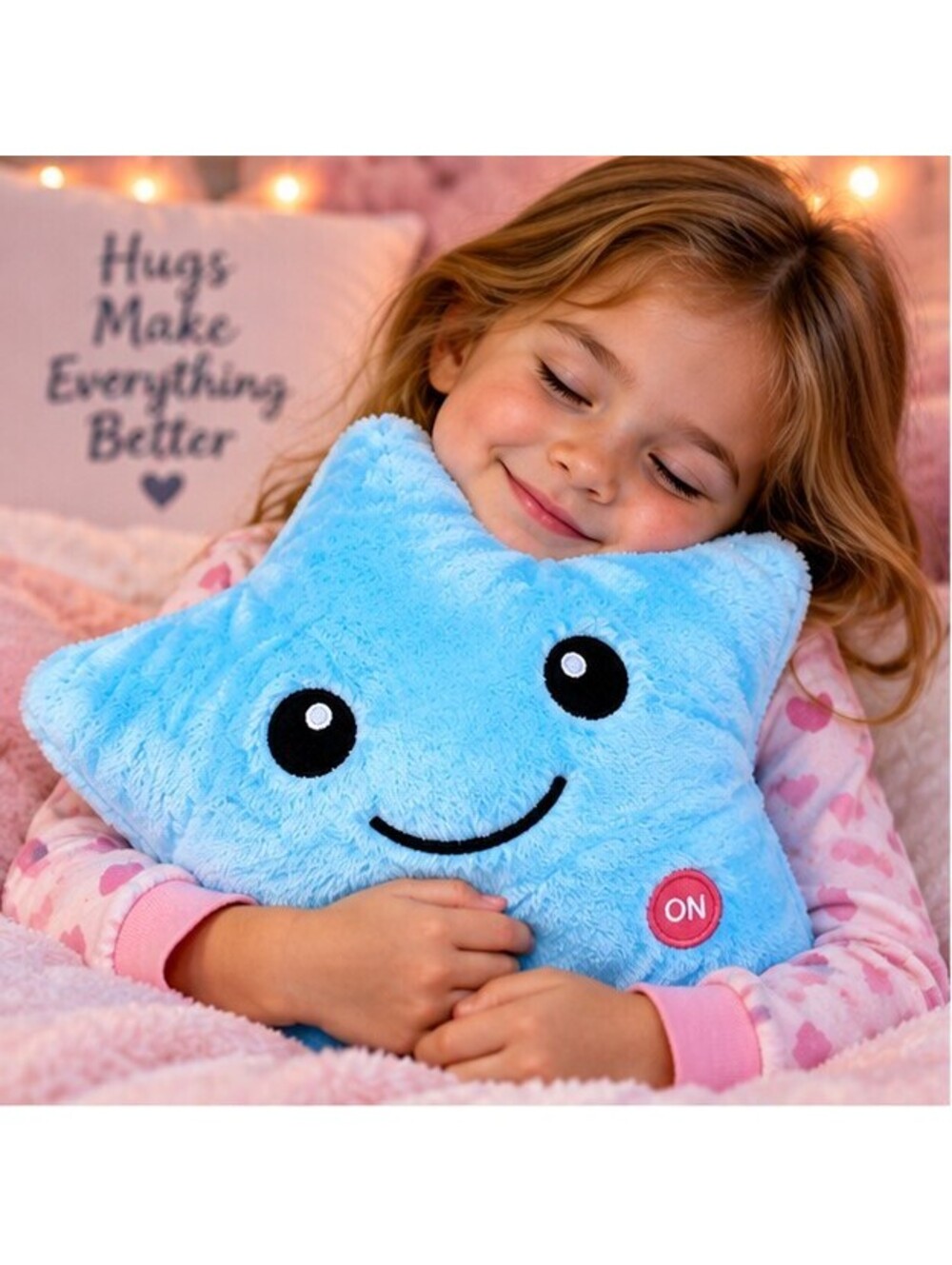 14 Inch Soft Blue LED Star Plush Pillow with Color Changing Night Light, Soft